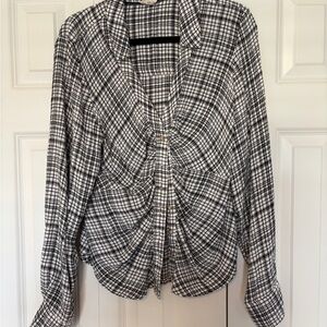 Pilcro Black and White Plaid Button Down Shirt
